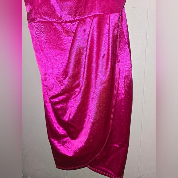 Lulus Magenta Pink Satin Mini Dress,.Size Medium - Picture 9 of 11